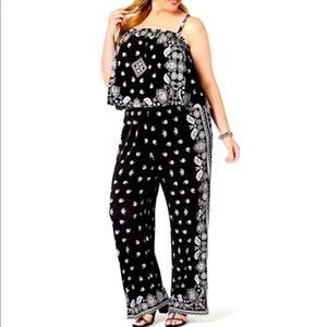 INC Plus Sized Bandana-Print Jumpsuit